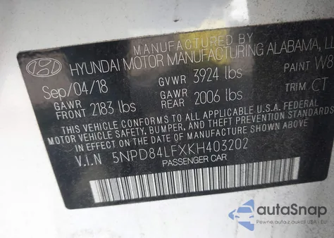 2019 Hyundai Elantra Sel from USA, damaged, VIN 5NPD84LFXKH403202